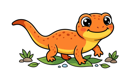 Fototapeta premium Cute Salamander Cartoon Character Illustration for Children Design and Education