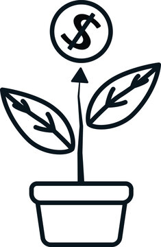 Vector icon of growth investment symbolizing financial growth, savings, and long‑term asset development 