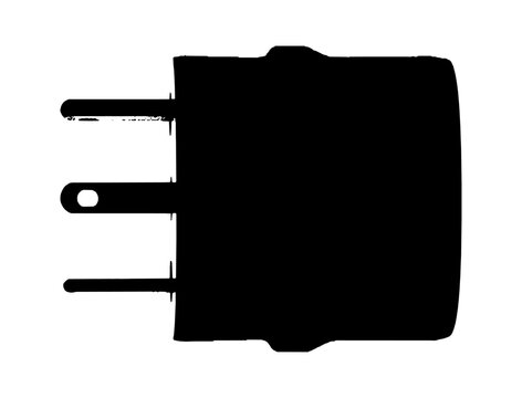 Silhouette of a threeprong electrical power plug adapter vector art