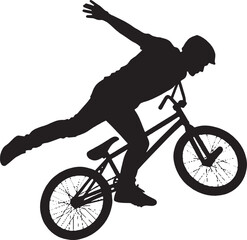 Obraz premium Silhouette of a bmx rider performing a stunt jump vector art