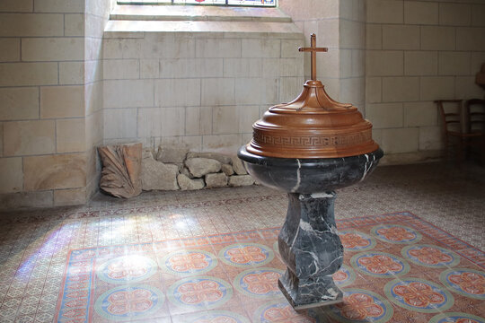 abbey church in saint-florent-le-vieil in anjou in france 