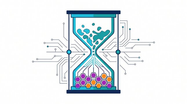 Digital Transformation Hourglass Data Processing Circuit Vector
