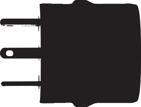 Silhouette of a threeprong electrical power plug adapter vector art