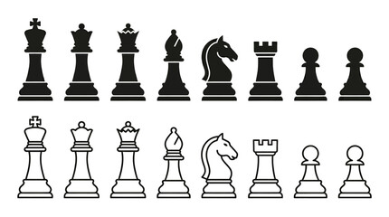 Black and white chess pieces set. © paman
