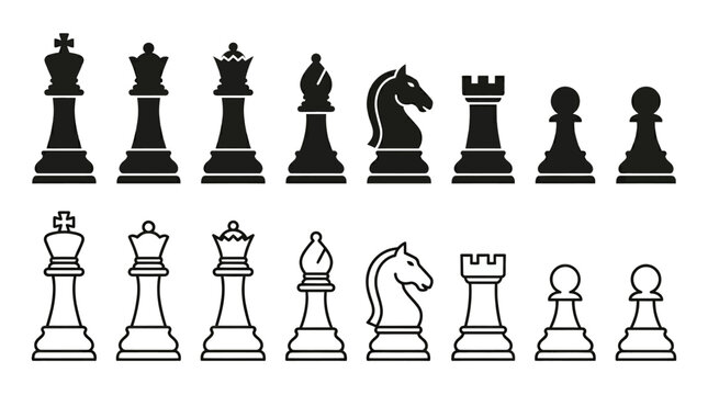 Black and white chess pieces set.