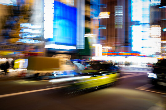 traffic at night in Tokyo, Japan.