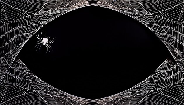 spider web as a border around the picture on black background with copy space