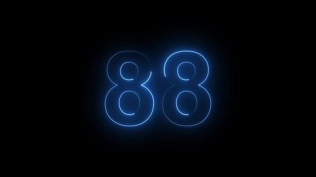 Neon Number 88 Animation with Glowing Electric Light Effect on Dark Background.