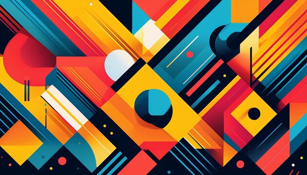 a bold abstract pattern with geometric shapes and vivid colors in a minimalist style a modern background perfect for posters flyers banners and festival themes