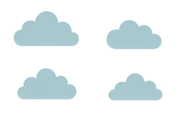 Fototapeta premium Minimalist blue flat cloud shapes group isolated on white background.