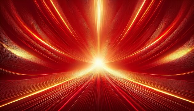 abstract red background with golden light rays effect