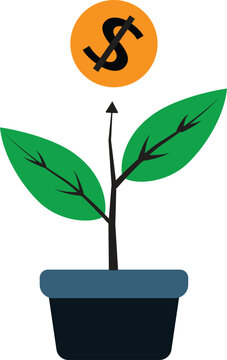 Vector icon of growth investment symbolizing financial growth, savings, and long‑term asset development 