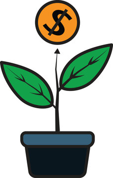 Vector icon of growth investment symbolizing financial growth, savings, and long‑term asset development 