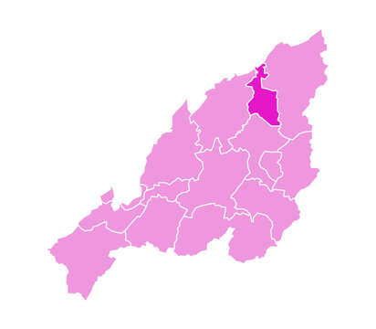 Longleng district highlighted in pink on Nagaland map