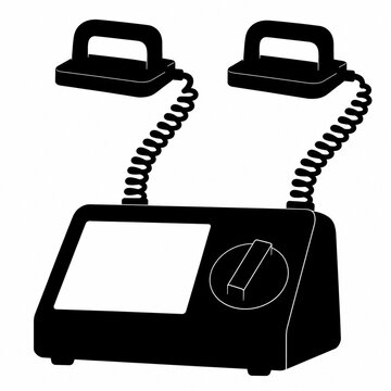 除細動器の白背景ピクトグラムイラスト Defibrillator Monitor icon