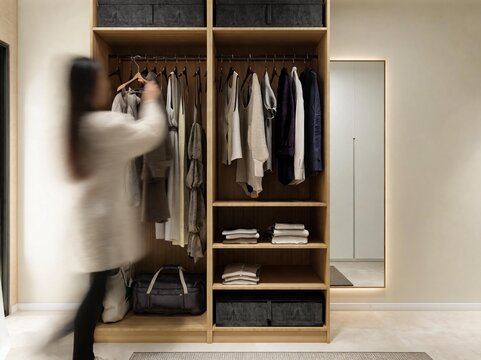vestidor de casa de lujo con armarios de dise&ntilde;o 