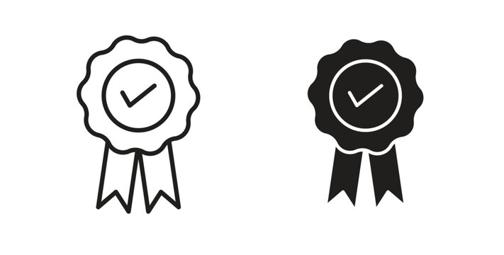 Badge icon flat and stroke style pack on white background. Vector illustrations