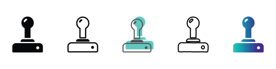 Collection of joystick icons in various styles and colors for gaming © Vova7