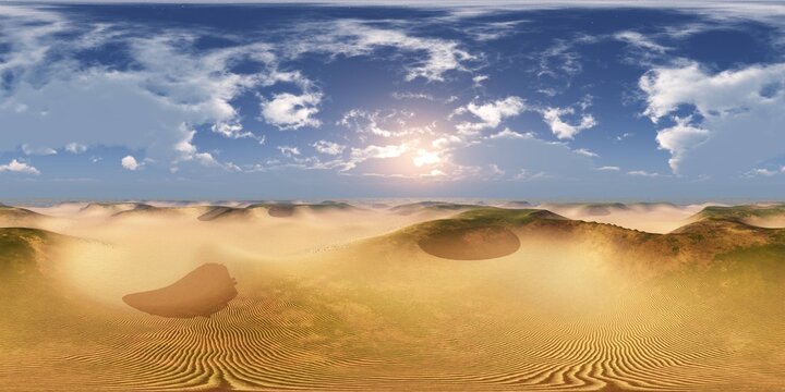 Panorama of sandy desert. Environment map. HDRI . equidistant projection. Spherical panorama. panorama 360.
3d rendering