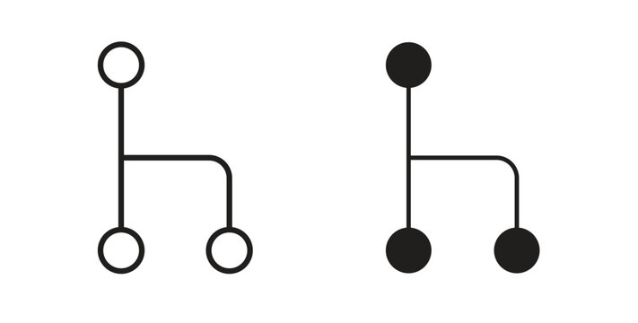 Code branch icon flat and stroke style pack on white background. Vector illustrations