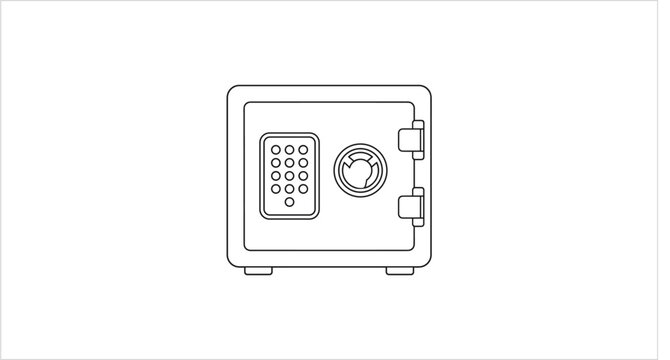 Modern digital safe with keypad and lock mechanism.