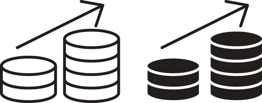 Earning icon flat and stroke style pack on white background. Vector illustrations