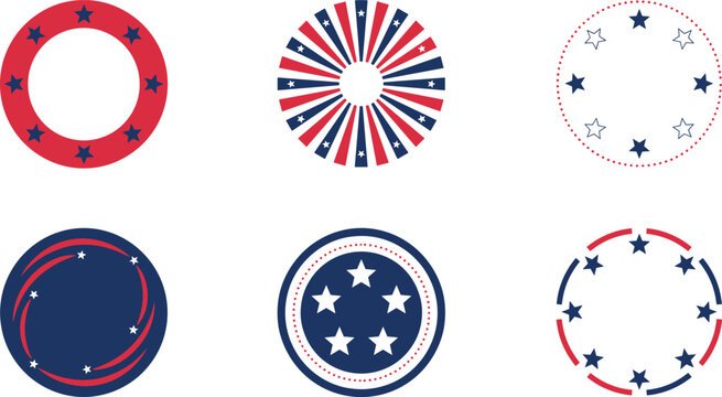 Patriotic circle logos and badges with stars