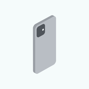 Isometric vector illustration of a grey smartphone back