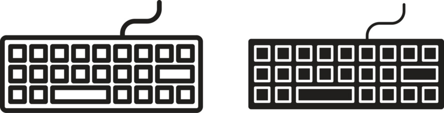 Keyboard icon flat and stroke style pack on white background. Vector illustrations