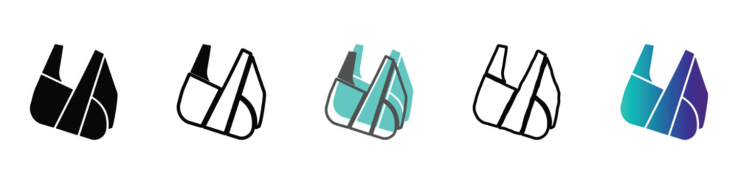 Set of medical arm sling icons in various styles and colors for injury support