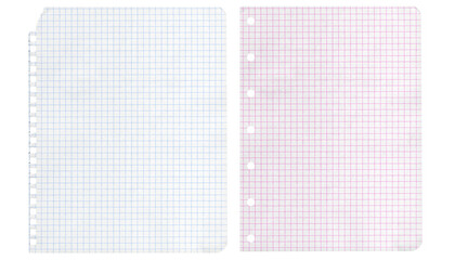 Blue and pink grid notebook paper clipart set isolated on black background, perfect for journaling, scrapbook and planner design. High quality photo © Eva Gentle