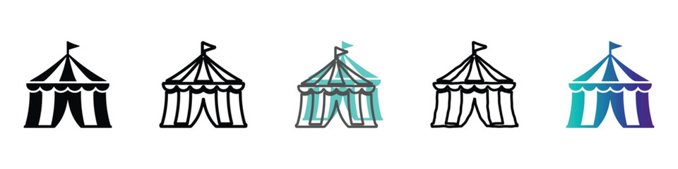 Collection of circus tent icons in various styles and colors © Vova7