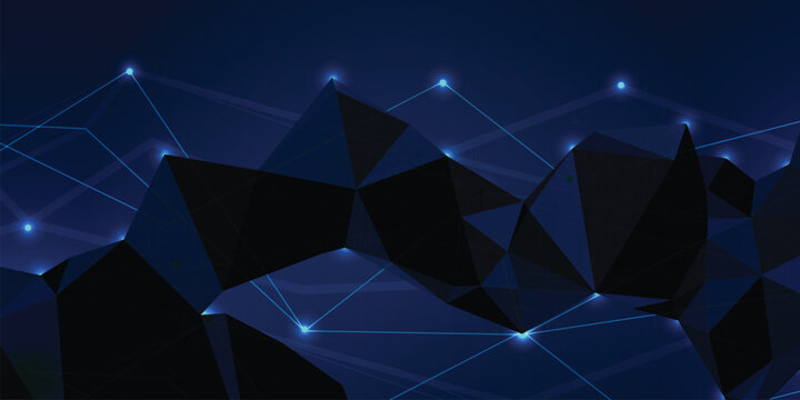 Abstract geometric background with blue glowing nodes and lines