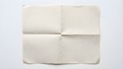 Fototapeta premium Old vintage paper texture with cross fold marks isolated on white background