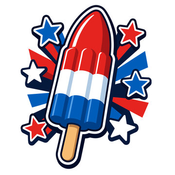 Patriotic rocket pop frozen treat illustration