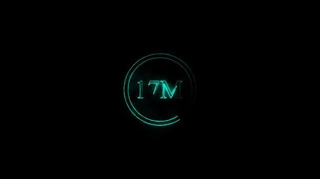 Seventeen million celebration glowing cyan circular light emblem