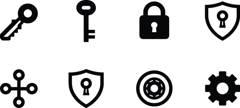 Lock vector icon set for security and system settings