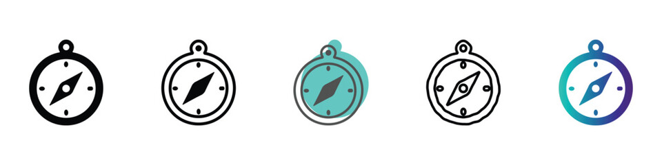 Stylized compass icons in various colors and designs for navigation themes © Vova7