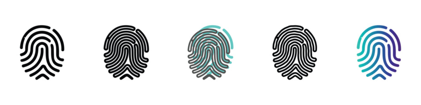 Collection of diverse fingerprint icons representing identification and security concepts
