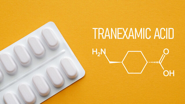 Tranexamic Acid Pharmaceutical Medication for Bleeding Control, Hemostasis Treatment, Surgical Blood Loss Reduction, Healthcare Therapy, Medical Research and Clinical Pharmacology