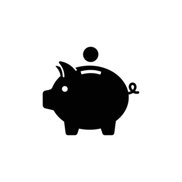 Piggy bank silhouette icon for savings and financial planning