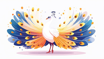 Fototapeta premium Colorful Peacock Spreads Its Tail Feathers.