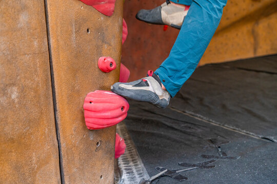 rock climber foot indoor gym 