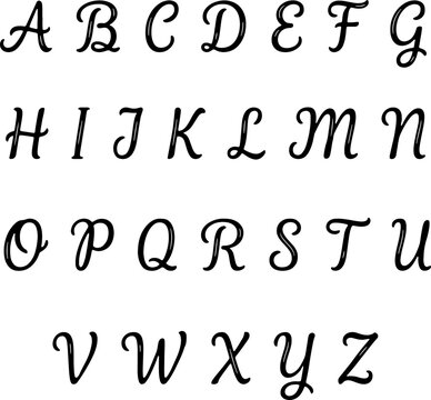 Classic Cursive Script Alphabet Vector. Capital Letters Calligraphy Typography Set
