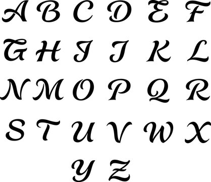 Bold Elegant Calligraphy Alphabet Set. Luxury Script Capital Letters Vector with Glyphs