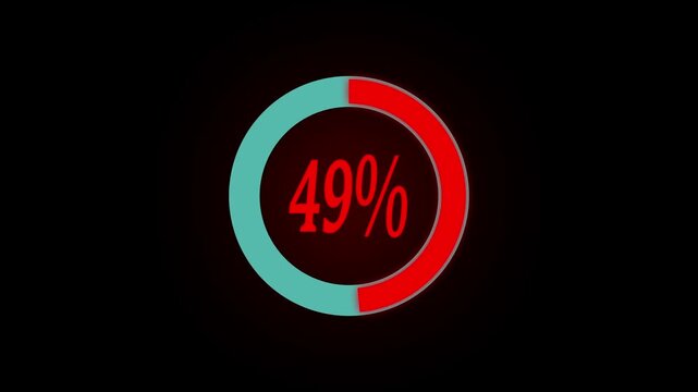 Digital pie chart animated with 50 percent element . Progress Bar Showing 50% 4K Animated 