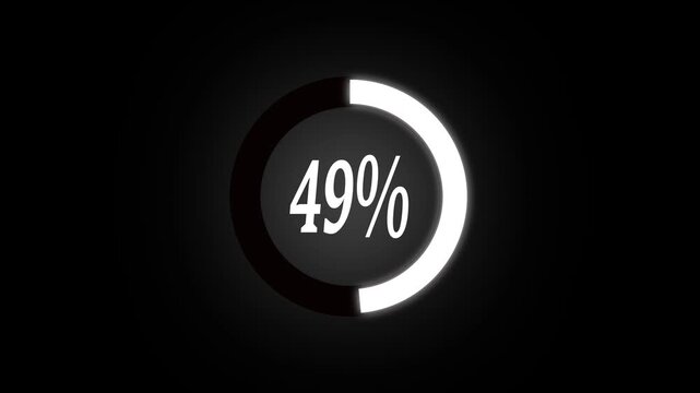Pie chart animated video with 50 percent element white background . black  4k