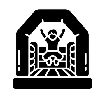 Child jumping inside an inflatable bouncy castle icon with inflatable