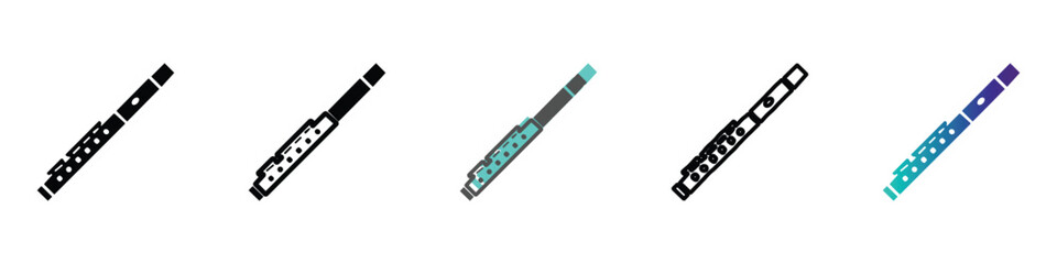 Stylized collection of flute illustrations in various colors and designs © Vova7