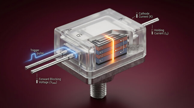 Premium 3D Thyristor Cutaway Scientific Visualization Latching Power Switching Device